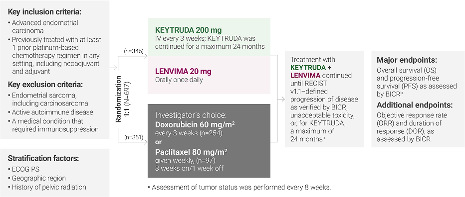 Study Design for KEYNOTE-775/Study 309: Key Inclusion/Exclusion Criteria, Stratification Factors, and Major and Additional Endpoints